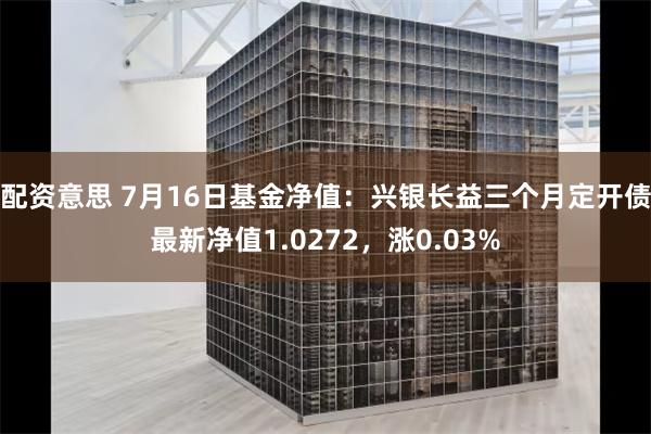 配资意思 7月16日基金净值：兴银长益三个月定开债最新净值1.0272，涨0.03%